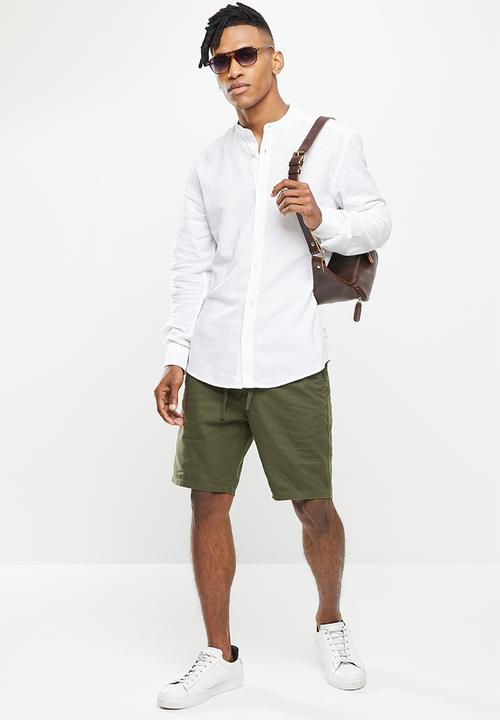 Only & Sons - Onscaiden ls solid linen mao shirt noos - white
