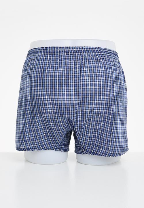 basicthread - Check woven boxer - blue/white/black multi