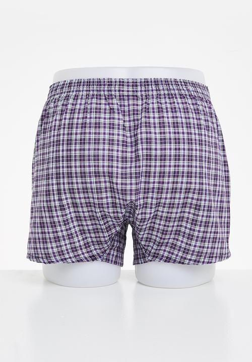 basicthread - Check woven boxer - purple/white/grey multi