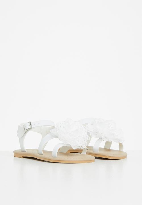 Bata - Girls buckle flower sandal - white