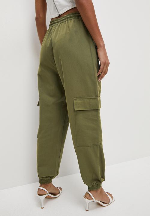Superbalist - Mid rise wide leg - olive