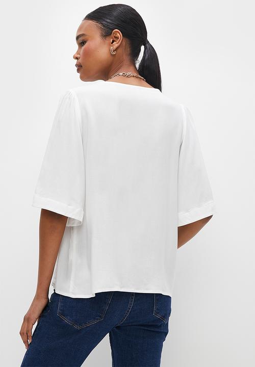 edit - Femme flutter sleeve shell - milk
