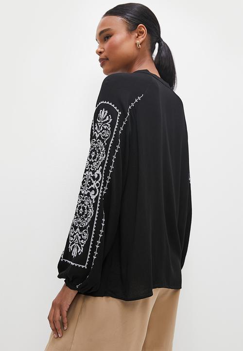 edit - Embroidered overshirt - black