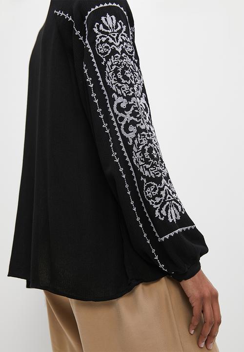 edit - Embroidered overshirt - black