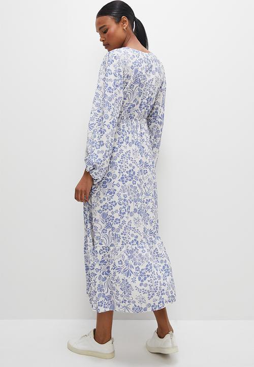 edit - Soft femme boho a-line midi - blue soft floral