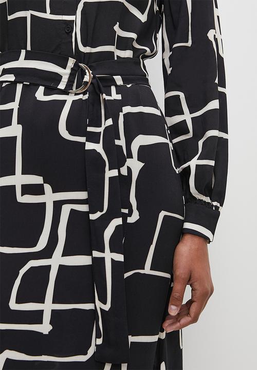 edit - Column midi shirt dress - ink irregular lines