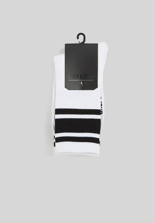 Only & Sons - Onsperson stripe 3-pack tennis sock - white