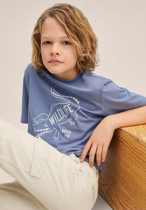 MANGO - T-shirt drilo - light blue