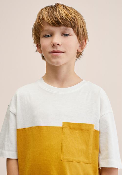 MANGO - T-shirt block - yellow