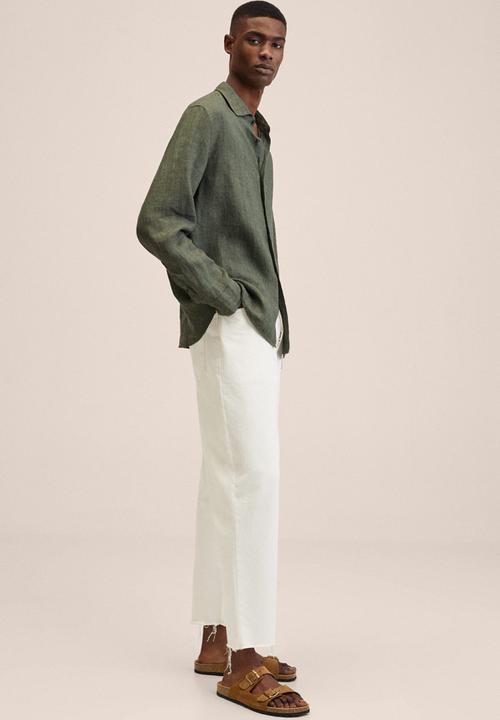 MANGO - Parrot linen shirt  - green