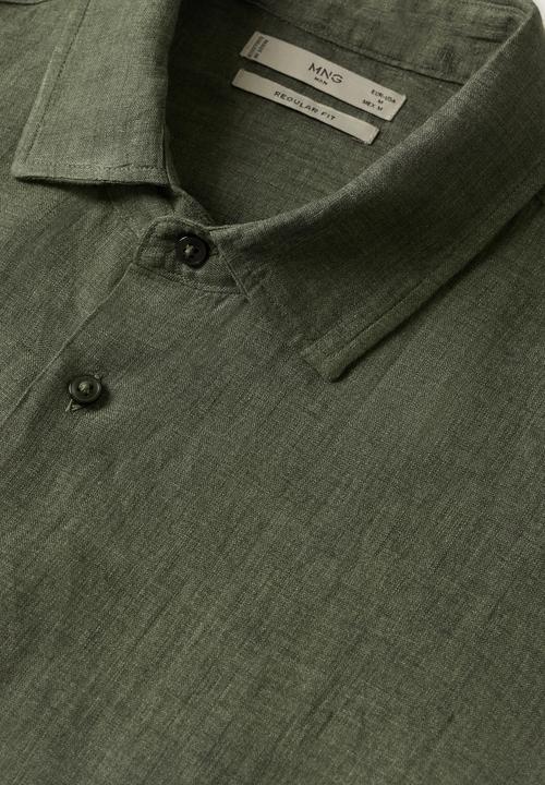MANGO - Parrot linen shirt  - green