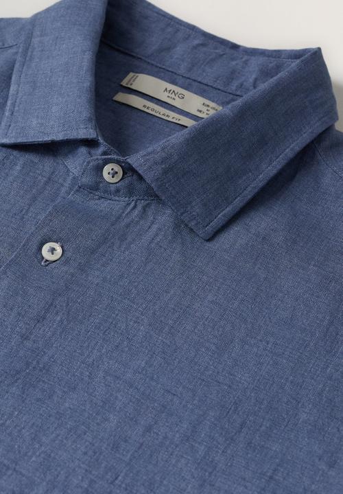 MANGO - Parrot linen shirt  - blue