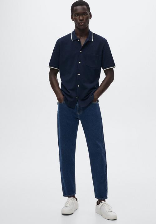 MANGO - Aloe golfer button shirt - navy