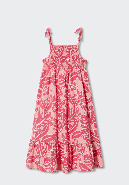 MANGO - Dress leaves - pink