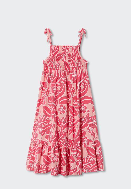 MANGO - Dress leaves - pink