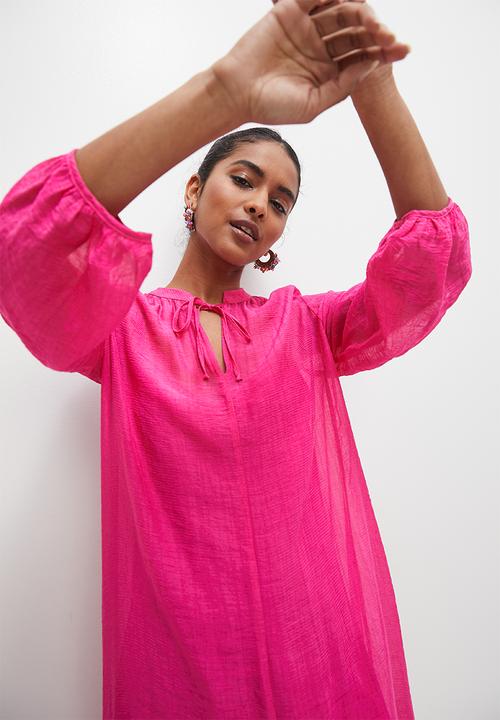 VELVET - Balloon sleeve kaftan - hot magenta