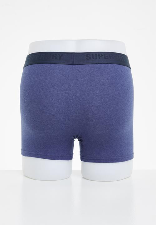 Superdry. - Boxer multi double pack - bright blue & navy marl