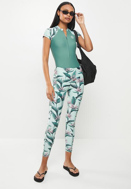 Lizzy - Jamillina long tights - olive jungle strelitzia