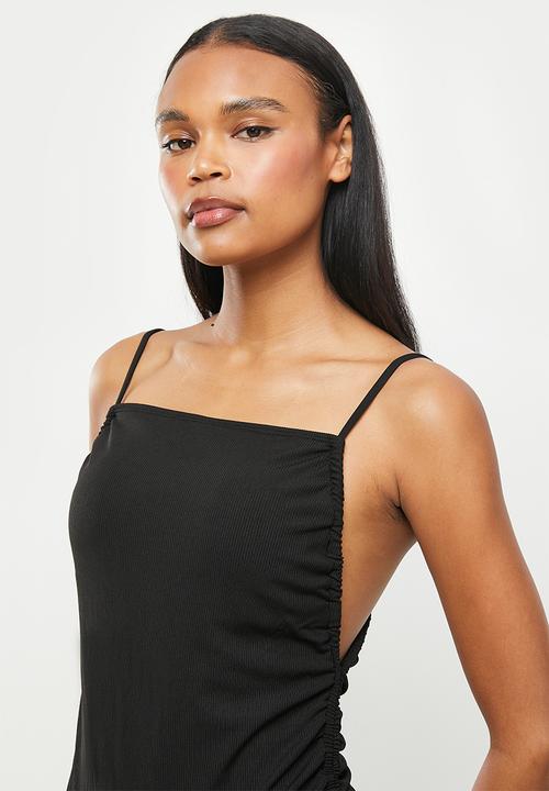 dailyfriday - Ruched side one piece - black