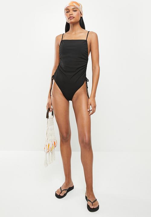 dailyfriday - Ruched side one piece - black