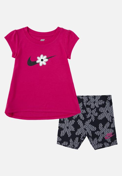 Nike - Nike girls sport daisy bike short set - black & pink