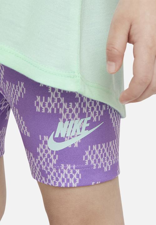Nike - Nike girls sport daisy bike short set - violet shock & mint 