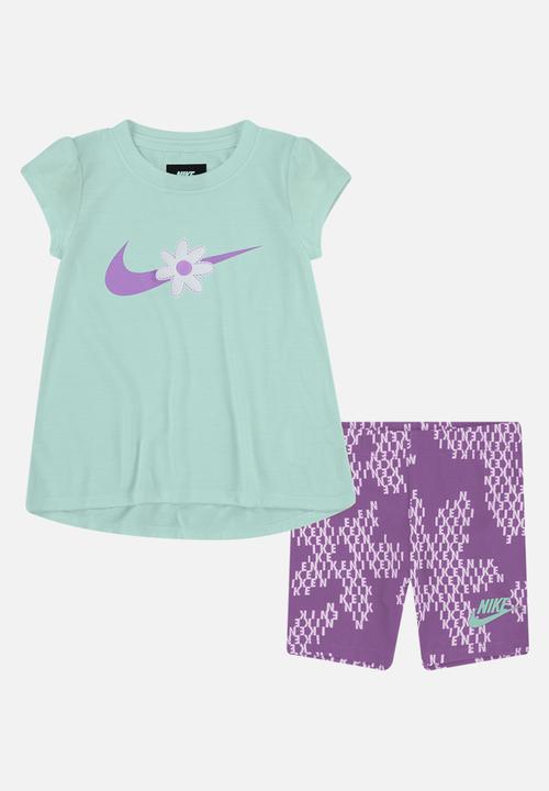 Nike - Nike girls sport daisy bike short set - violet shock & mint 
