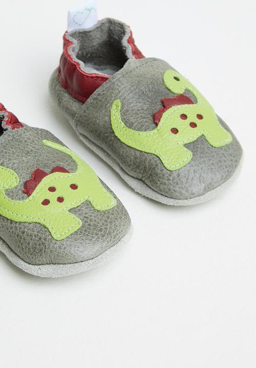 Pitta-Patta Shoes - Friendly dino leather boys shoes -  grey