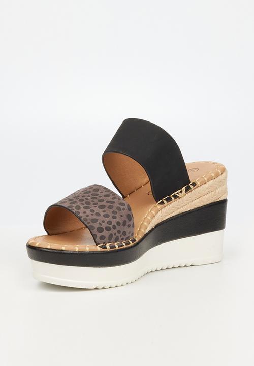 Miss Black - Wild2 mule wedge heel - black 