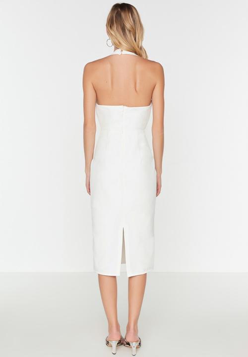Trendyol - Halter cutout detail dress - white