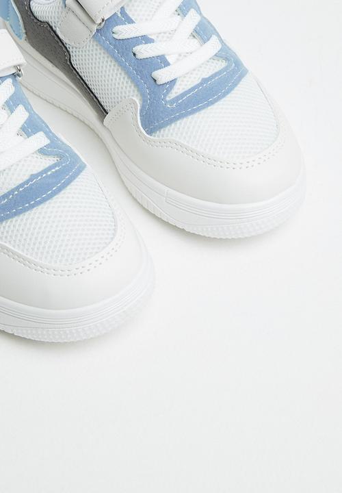 Pop Candy - Boys colour block sneaker - white & blue