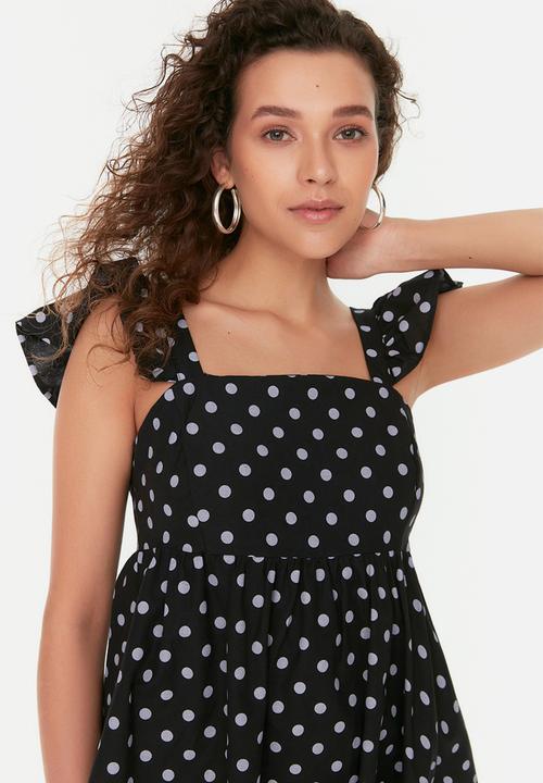 Trendyol - Strap polka dot patterned dress - black