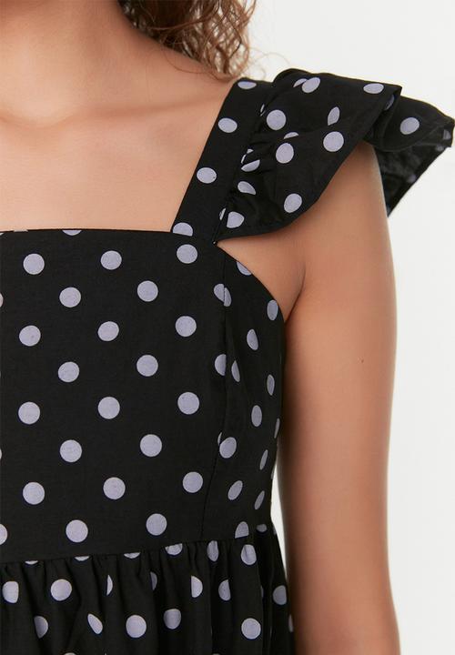 Trendyol - Strap polka dot patterned dress - black
