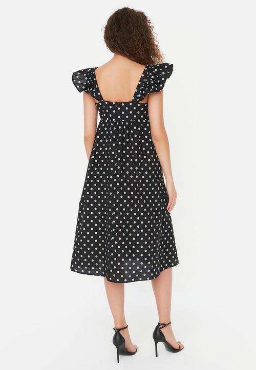 Trendyol - Strap polka dot patterned dress - black