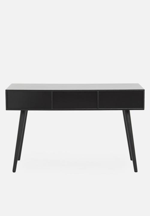 Sixth Floor - Rattan 2 drawer desk - black