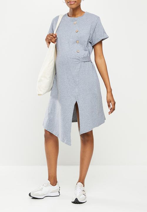 dailyfriday - Maternity tie back dress - grey melange