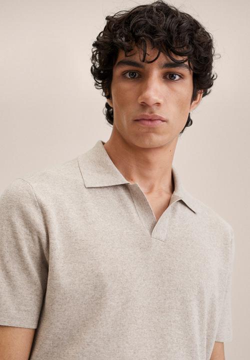 MANGO - Llino linen golfer - beige