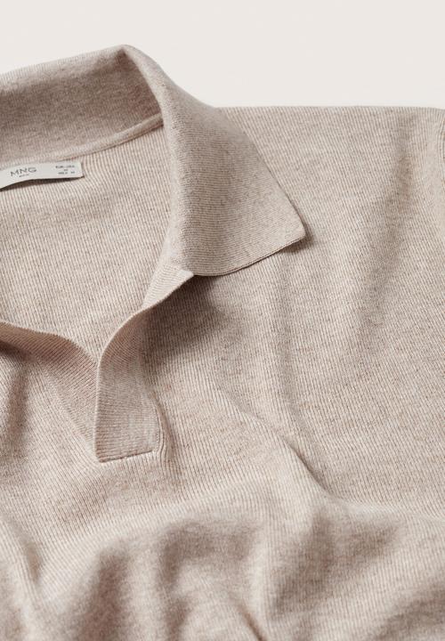 MANGO - Llino linen golfer - beige