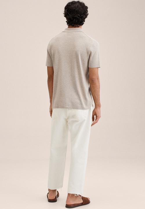 MANGO - Llino linen golfer - beige