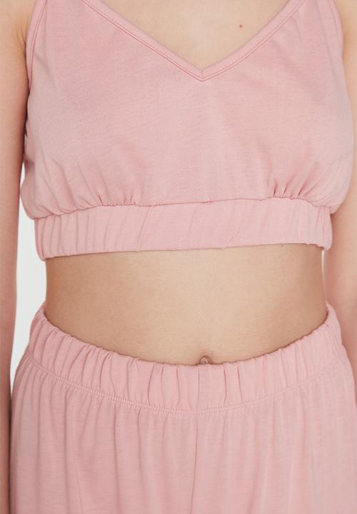 Trendyol - Crop knit pajamas set - rose