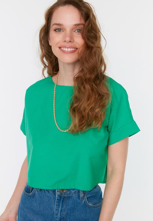 Trendyol - Loose fit crop blouse - green