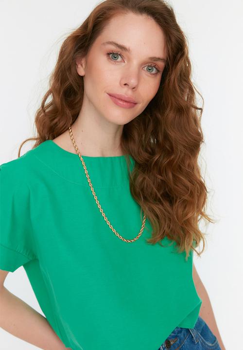 Trendyol - Loose fit crop blouse - green
