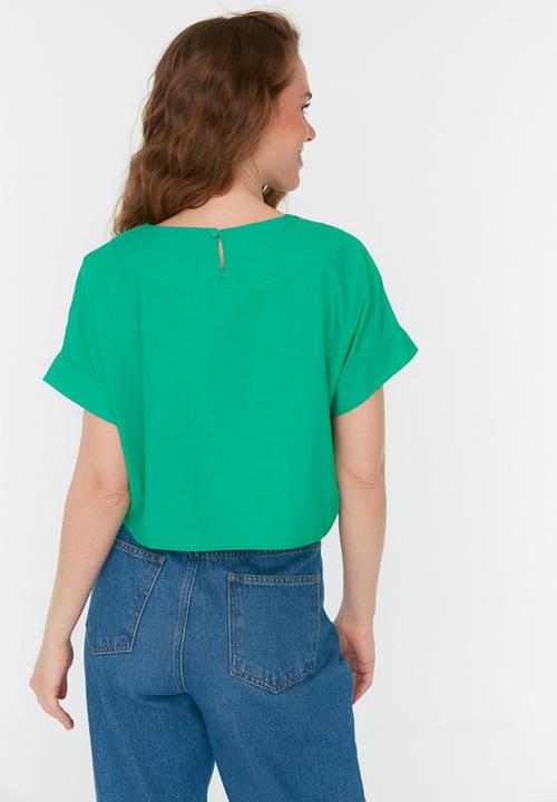 Trendyol - Loose fit crop blouse - green