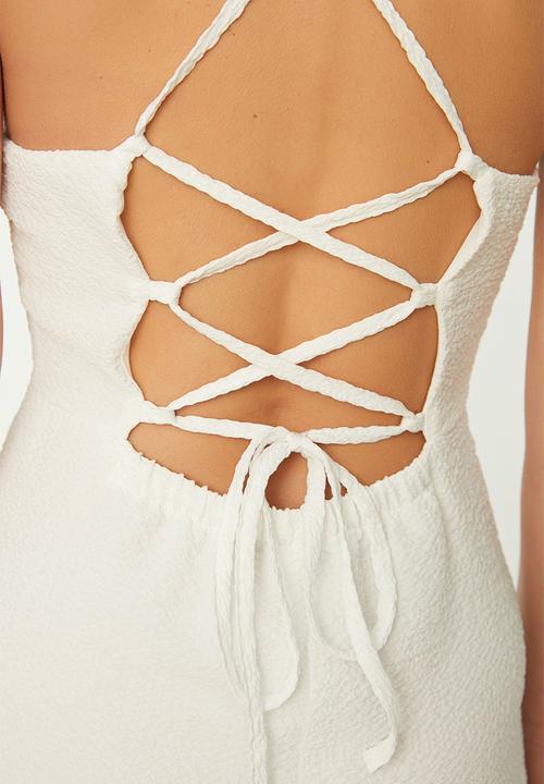 Trendyol - Strappy back tie detailed dress - ecru