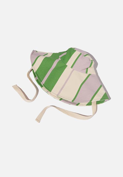 Rubi - Alice wide brim sun hat - sporty stripe green natural