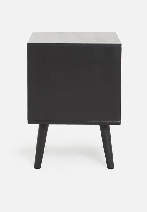 Sixth Floor - Rattan 2 drawer bedside table - black