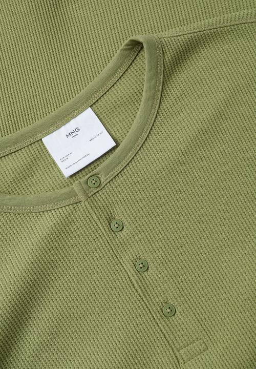 MANGO - Julian textured henley T-shirt  - green