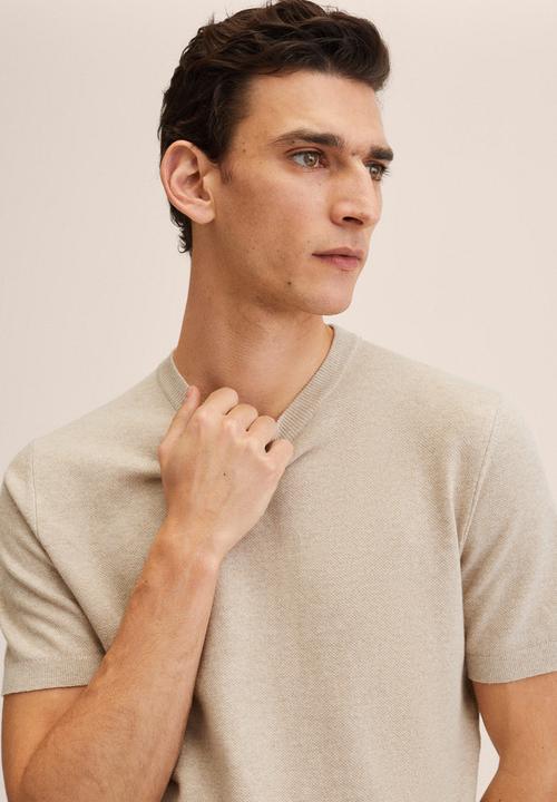 MANGO - Andrew knitted T-shirt - beige