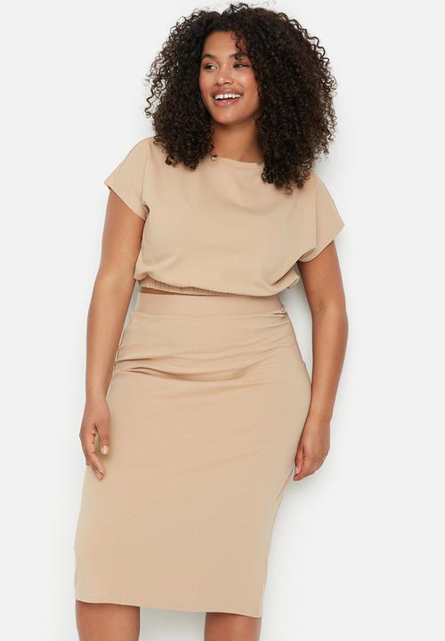 Trendyol - Plus knit bottom-top set - mink