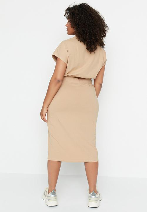 Trendyol - Plus knit bottom-top set - mink